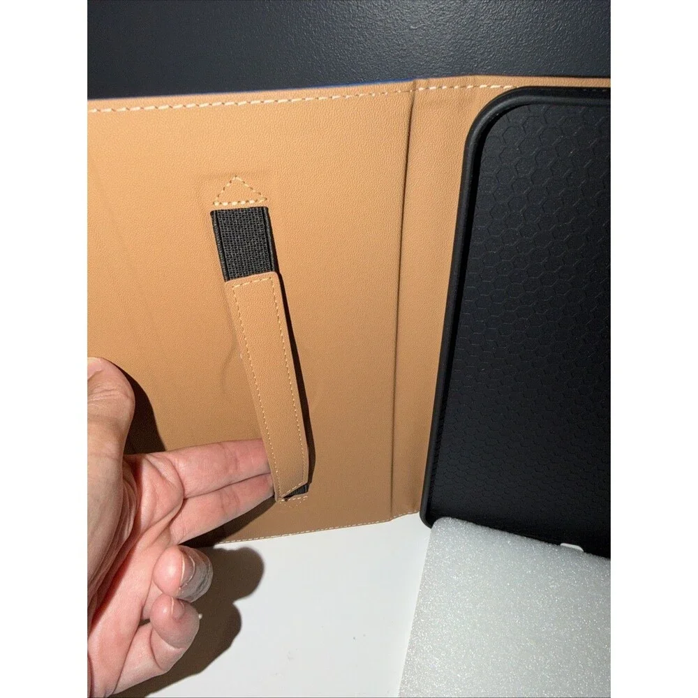 MoKo Case for iPad (A16) 11th iPad 11/10th Gen Blue Leather Pencil Holder Pocket